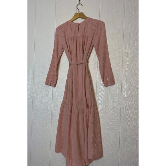 XIRENA Pink Gauze Belted Long Sleeve Maxi Dress US S - Picture 3 of 12